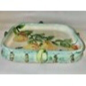Peggy Crago Pear Serving Dish Square 8.5" Hand-Painted Pottery With Watercolor B